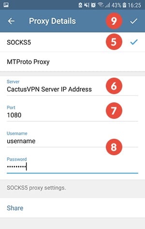 Configuración del Proxy Settings de Telegram para ubicar dentro una VPN
