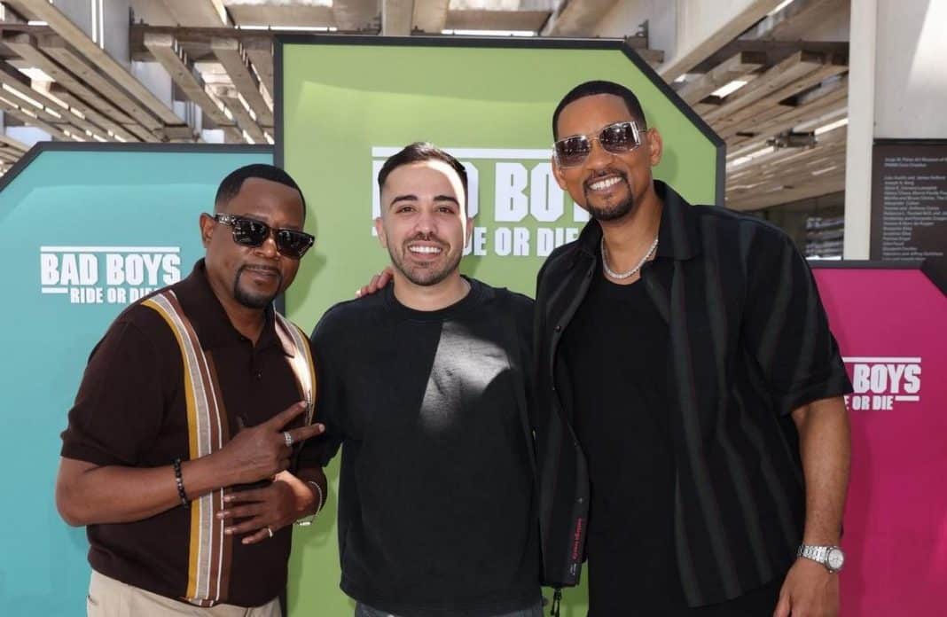 Humorista cubano Edy Suárez junto a Will Smith y Martin Lawrence en el estreno de “Bad boys”