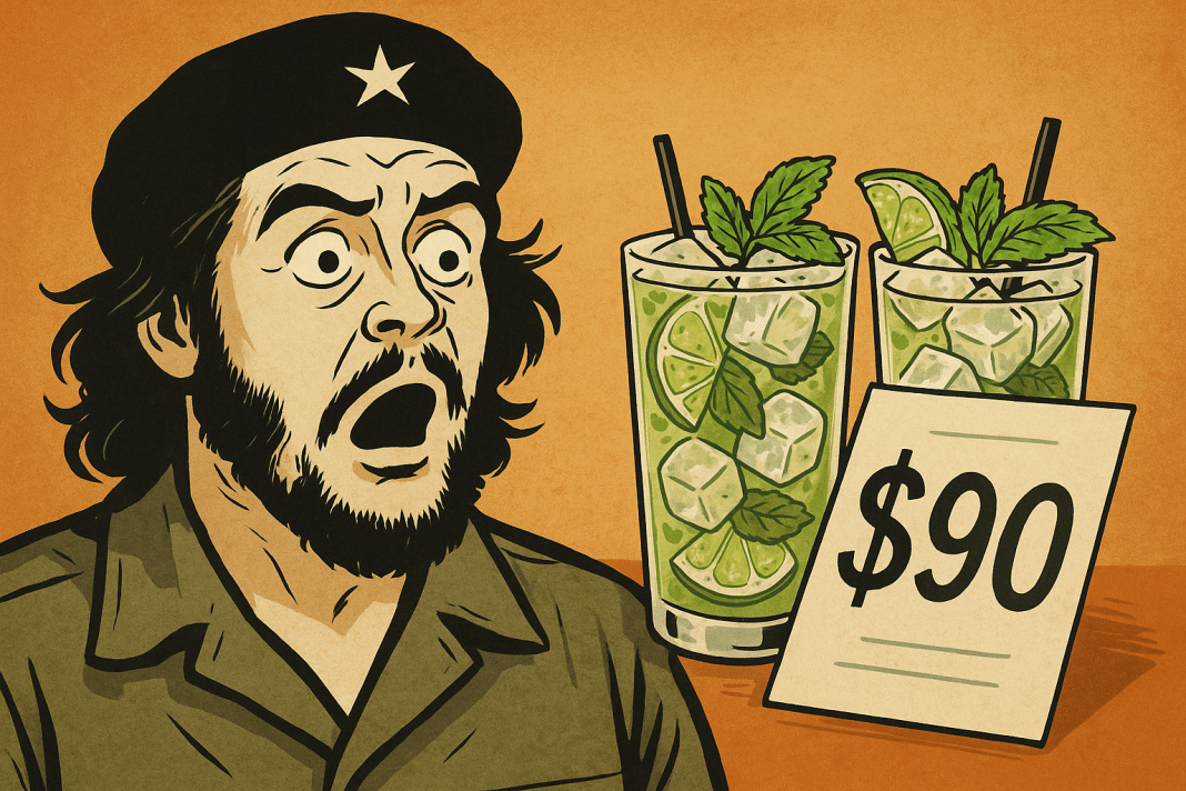 Dos mojitos $90 dólares, en Cuba.