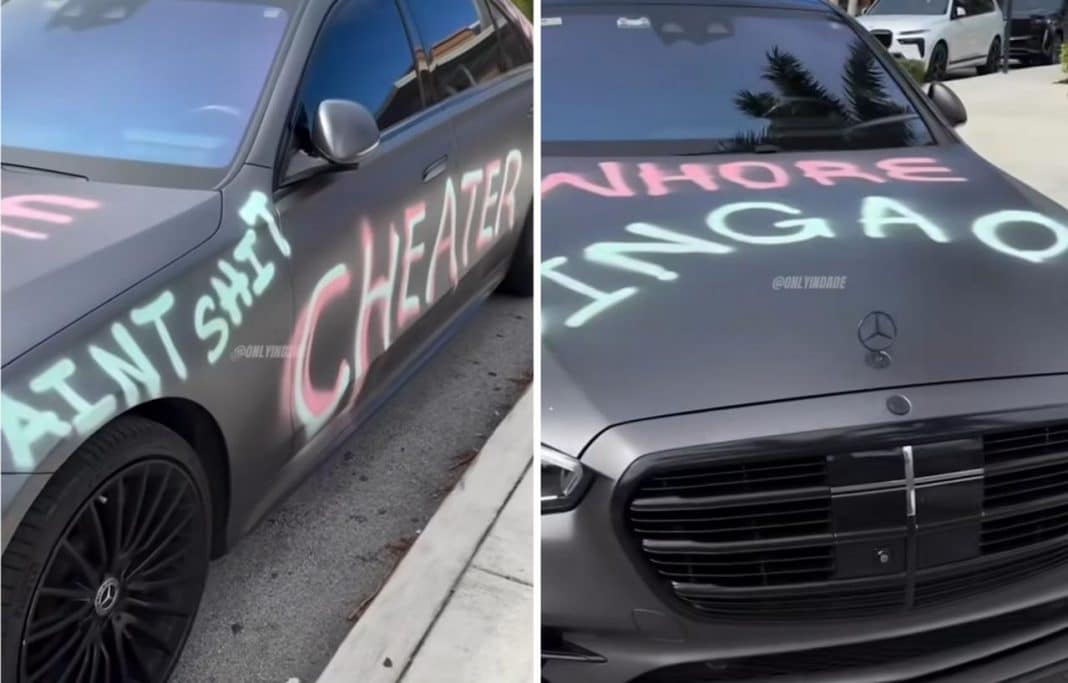 “Esa tiene que ser una cubana”: Mujer vandaliza el Mercedes-Benz de su novio por infiel