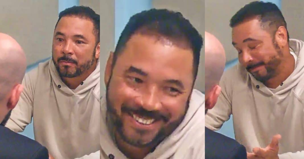 Montaje de tres imágenes que muestran a Damián Valdez durante su interrogatorio por el asesinato de El Taiger.