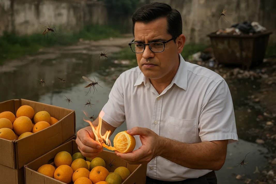 el descaro nacional: quemar cáscara de cítricos para ahuyentar mosquitos.