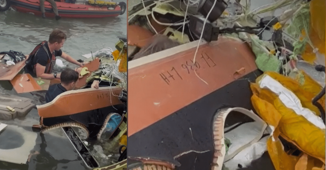 Los restos del avión de la marina mexicana que cayó al mar en Texas