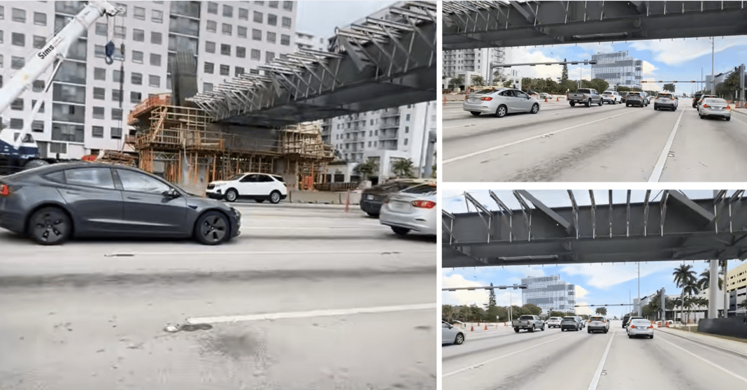 ¿Miedo, precaución o memoria? Los autos temen ponerse debajo del nuevo puente de la FIU en la Calle 8