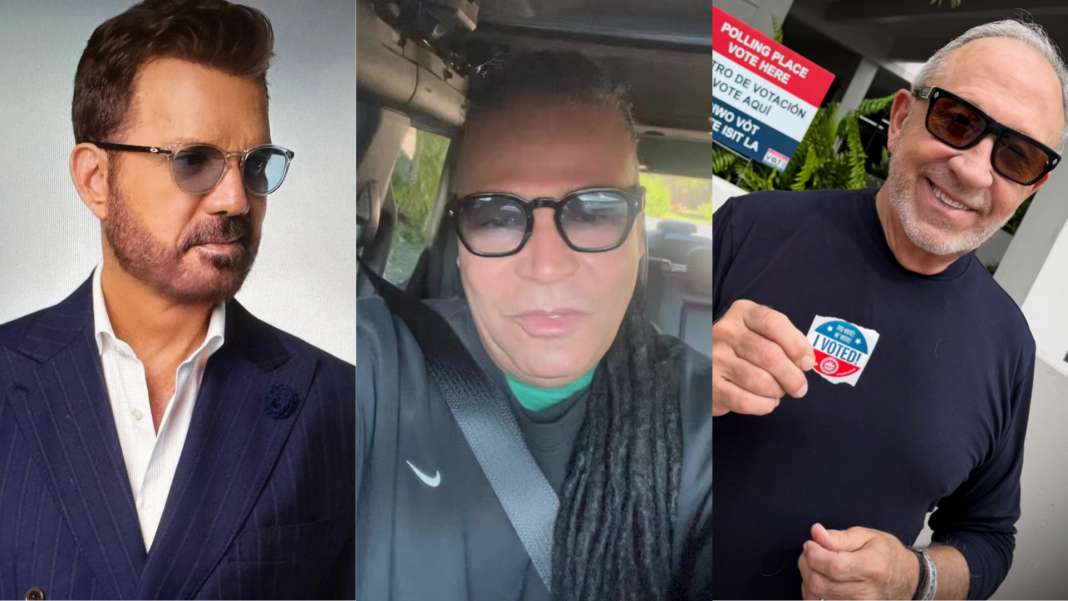 Willy Chirino, Amaury Gutiérrez y Emilio Estefan