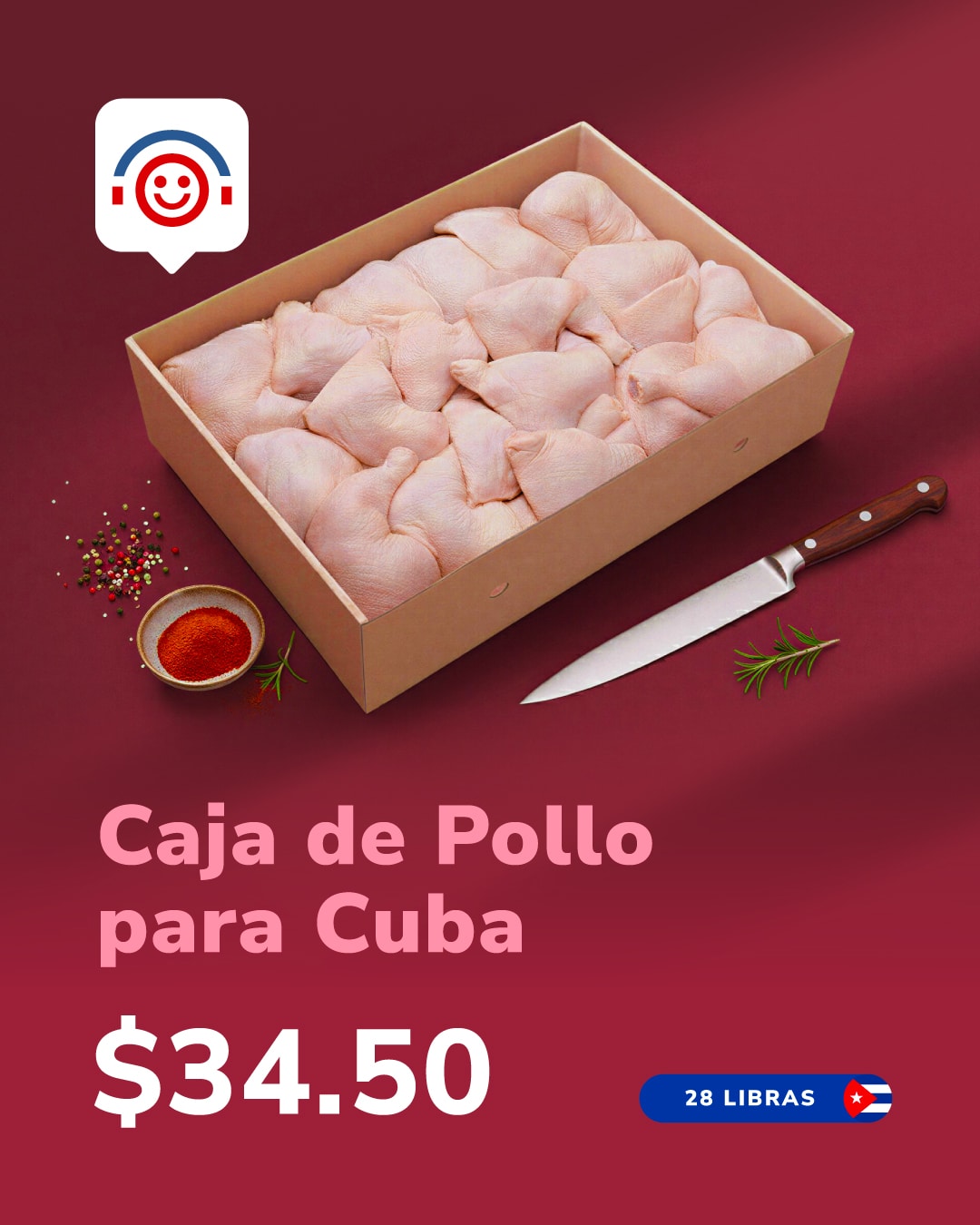 Caja de pollo para Cuba