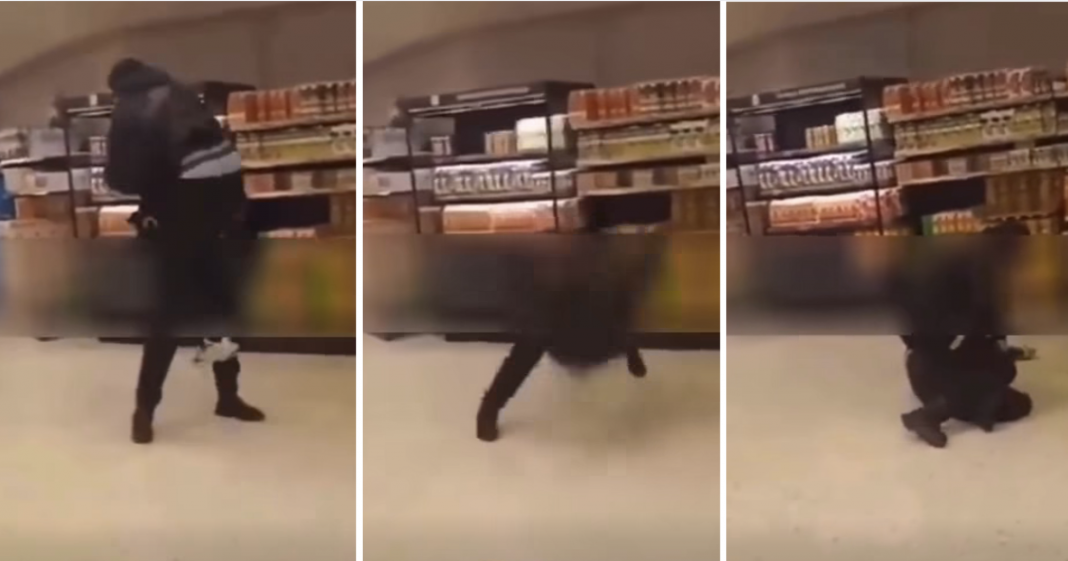 Guardia de Seguridad proyecta contra el suelo a chico que estaba robando en supermercado
