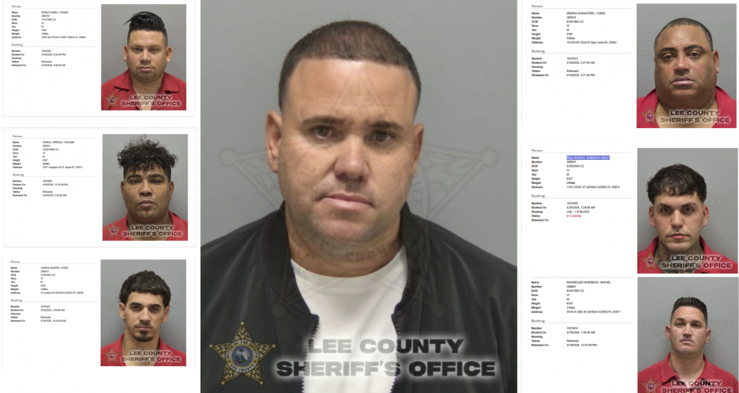 Mugshots de cubanos arrestados en Lee County, Florida, durante la semana del 16 al 20 de abril de 2026, según registros del Sheriff de Lee County.
