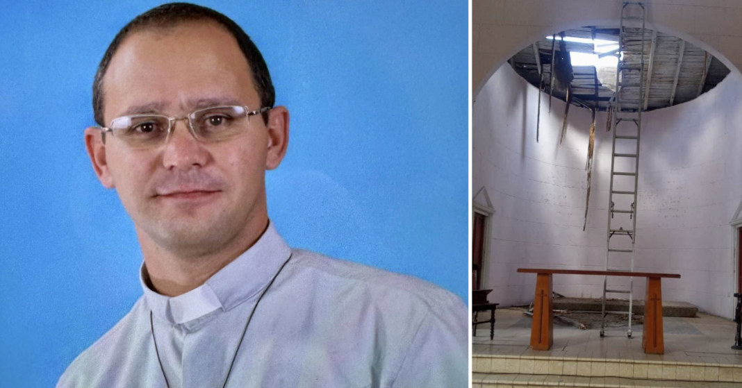 Iglesia parroquial en la provincia de Cienfuegos, Cuba, donde el párroco Yuniel Alfonso Quintero, conocido como el padre Lolo, sufrió una caída grave desde el techo el 21 de abril de 2026, siendo ingresado en terapia intensiva con fracturas en cadera y cráneo.