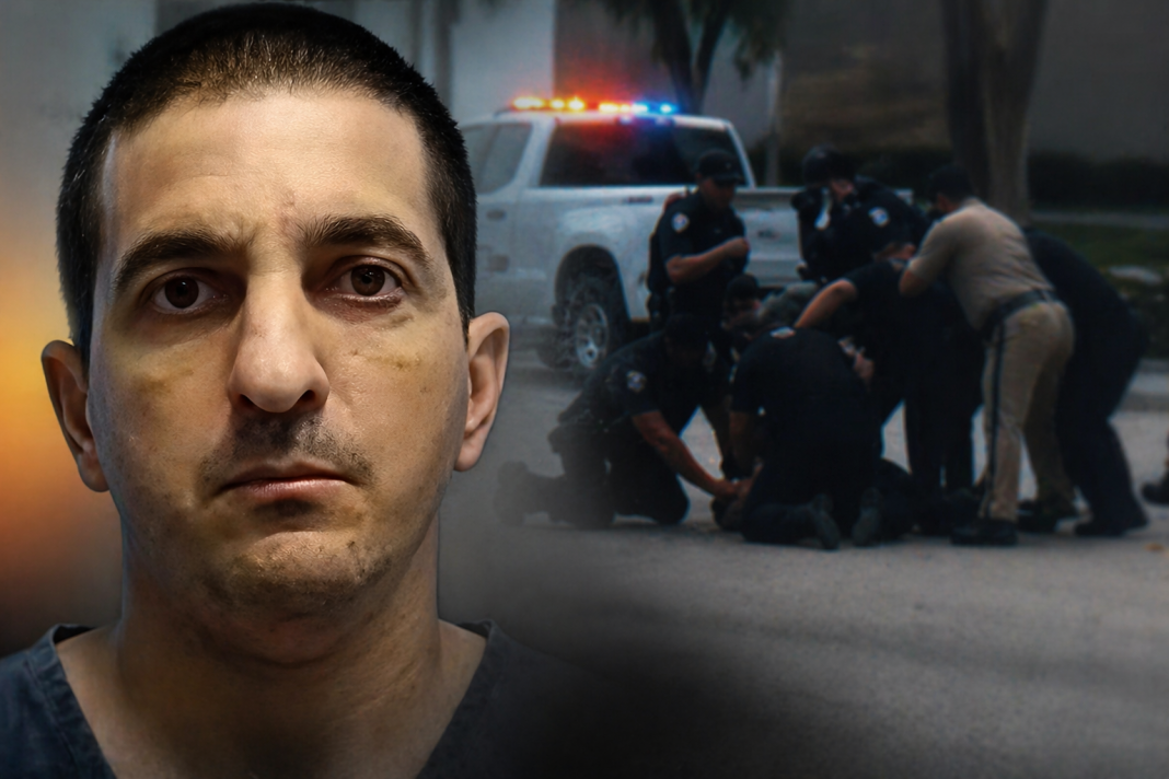 Agentes de la FHP y la Policía de Hialeah someten a Yam Brandy Perera Núñez un fugitivo federal en West 68th Street y 12th Avenue tras taserearlo en plena calle.