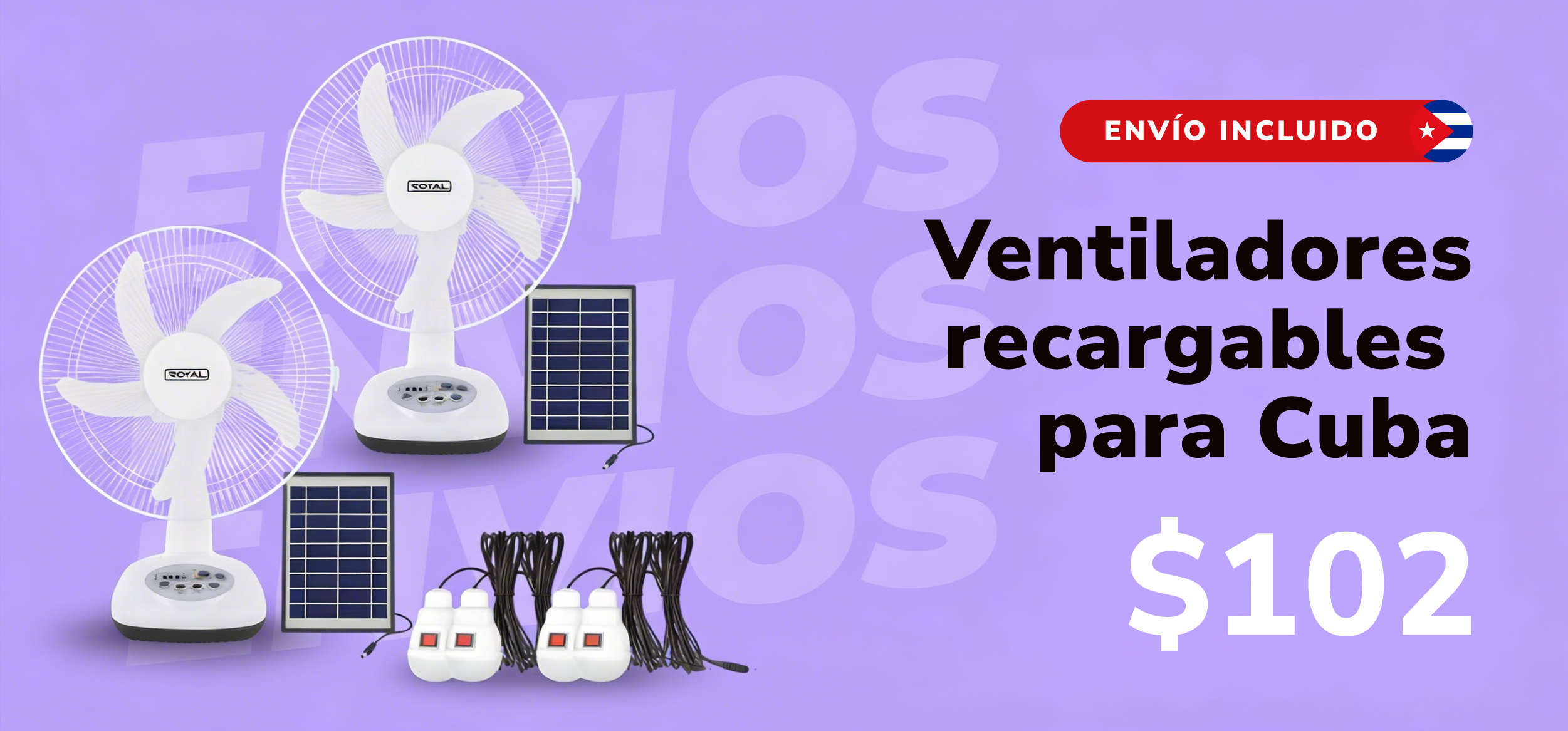 Combos de ventiladores recargables para Cuba