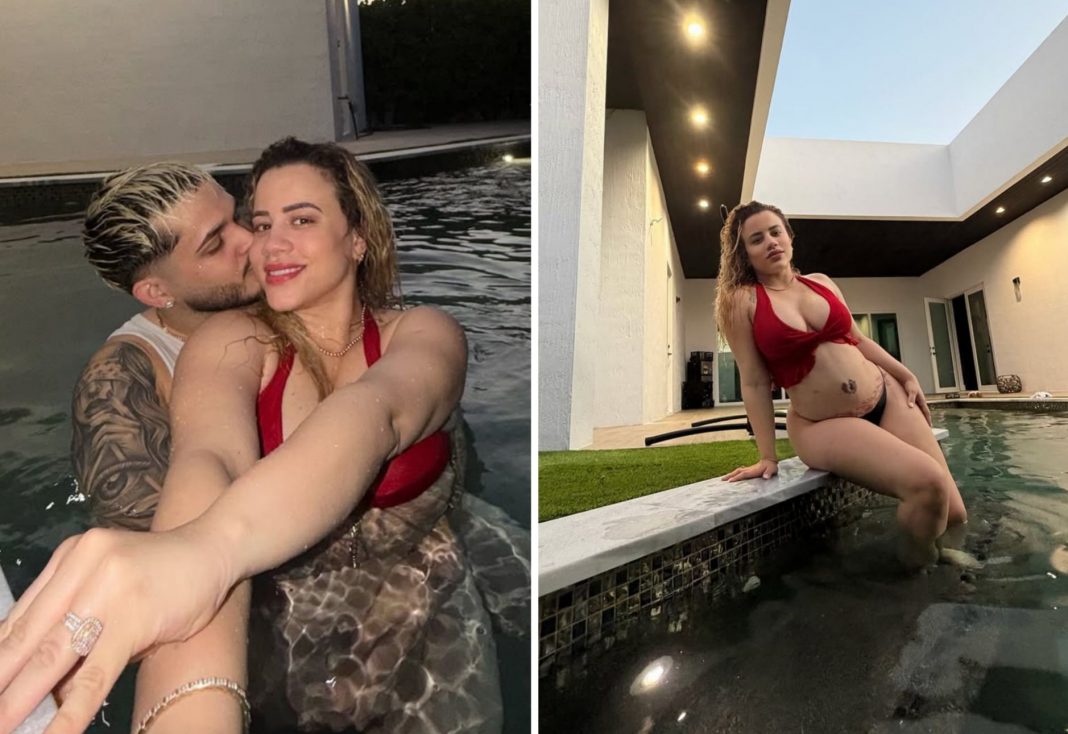 Flor de Cuba muestra su pancita de embarazada desde la piscina de lujo de su nueva casa en Miami