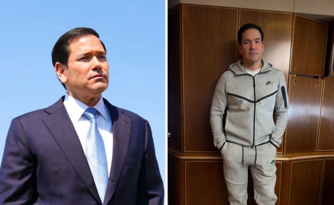 Marco Rubio se sube al Air Force One con el look que volvió viral la captura de Maduro