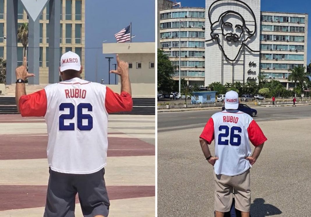 Regresó a Cuba y se plantó en la Plaza de la Revolución con el nombre de Marco Rubio