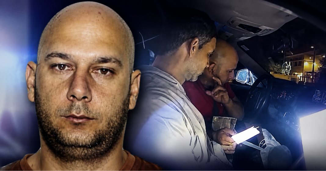 Imagen de la cámara corporal del arresto de Víctor Rafael Arcia Albeja, alias Vitico, en los Cayos de Florida en febrero de 2024, divulgada por la Oficina del Alguacil del condado Monroe