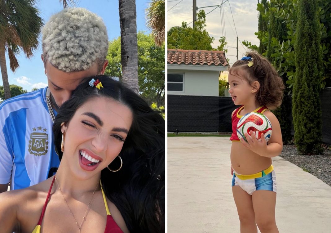 Mía, la hija de Bebeshito y Rachel Arderi, se roba todas las miradas con look inspirado en el Mundial de Fútbol