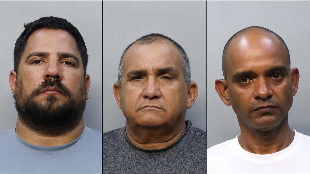 Los detenidos fueron identificados como Karel Clavel-Beltran, de 46 años; Miguel Nunez-Garcia, de 47; y Alexis Fernandez, de 63, según la Oficina del Sheriff de Miami-Dade y el recaudador de impuestos del condado.