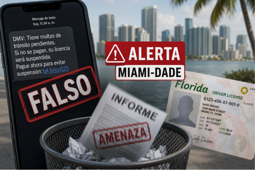 Advierten desde Miami-Dade sobre mensajes falsos que circulan en la red sobre multas de tránsito sin pagar