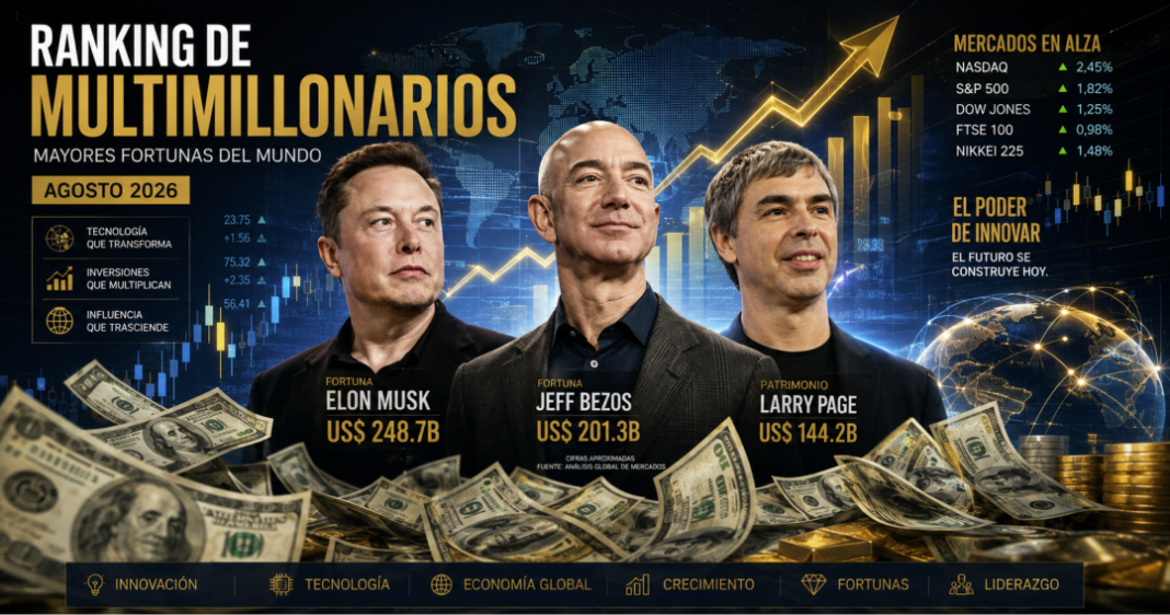El más rico entre las diez personas más ricas del mundo en agosto de 2026, según el ranking de Forbes, perdió 363.000 millones en un mes y aun así sigue siendo el número uno del mundo