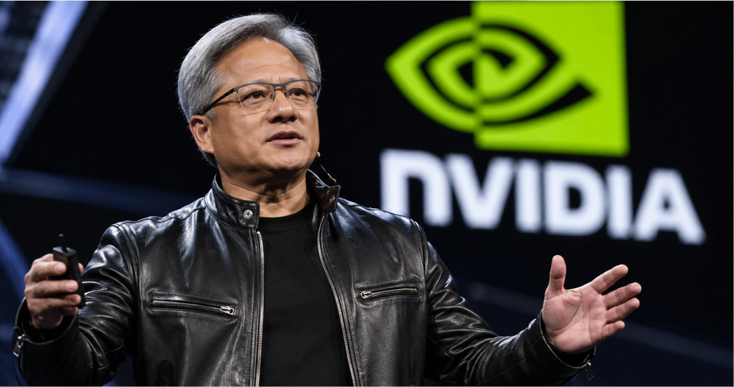 Jensen Huang, director ejecutivo de Nvidia, habla en un escenario durante una presentación sobre agentes de IA