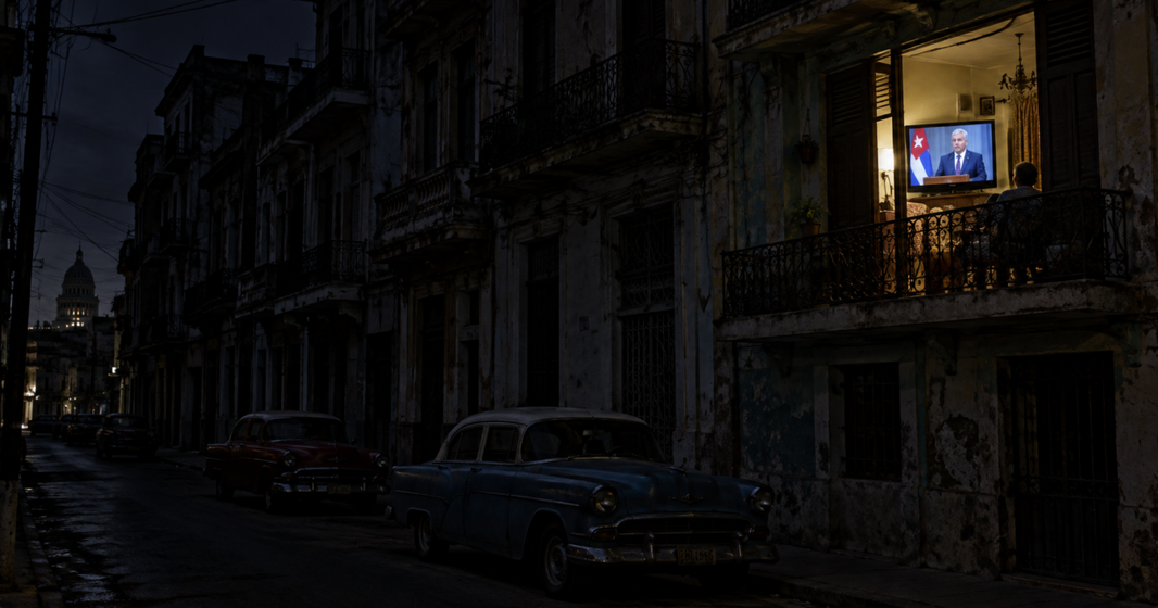 Calle de La Habana a oscuras durante un apagón mientras el régimen cubano aguarda las elecciones de medio término en EE.UU.