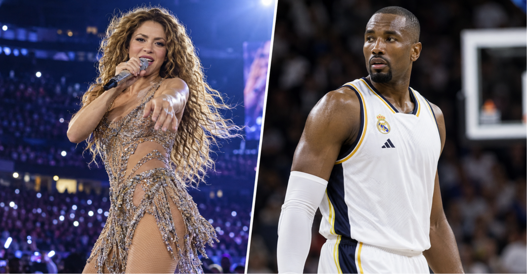Shakira canta en un concierto en Madrid; a la derecha, Serge Ibaka, señalado como su supuesto nuevo amor